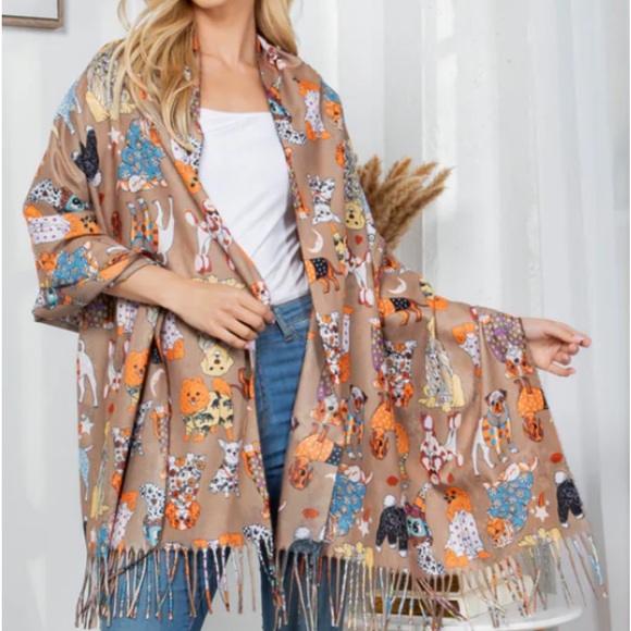 Dogs Wearing Clothes Print Scarf - Picture 2 of 7